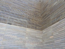 Hereford Market - Open rain screen Western Red Cedar - Sivalbp Parrello profile - 17f x 140f at the bottom with 17f x 70f on the top - Coating: New Age Gris - pre-weathered stain